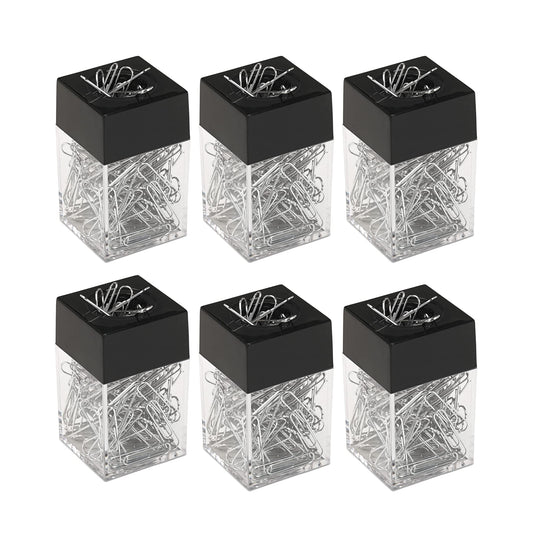 Paper Clip Dispenser, Magnetic Paper Clip Holder – Compact Size fits Perfectly on Your Desk or Table – Great for School, Office - 6 Pack