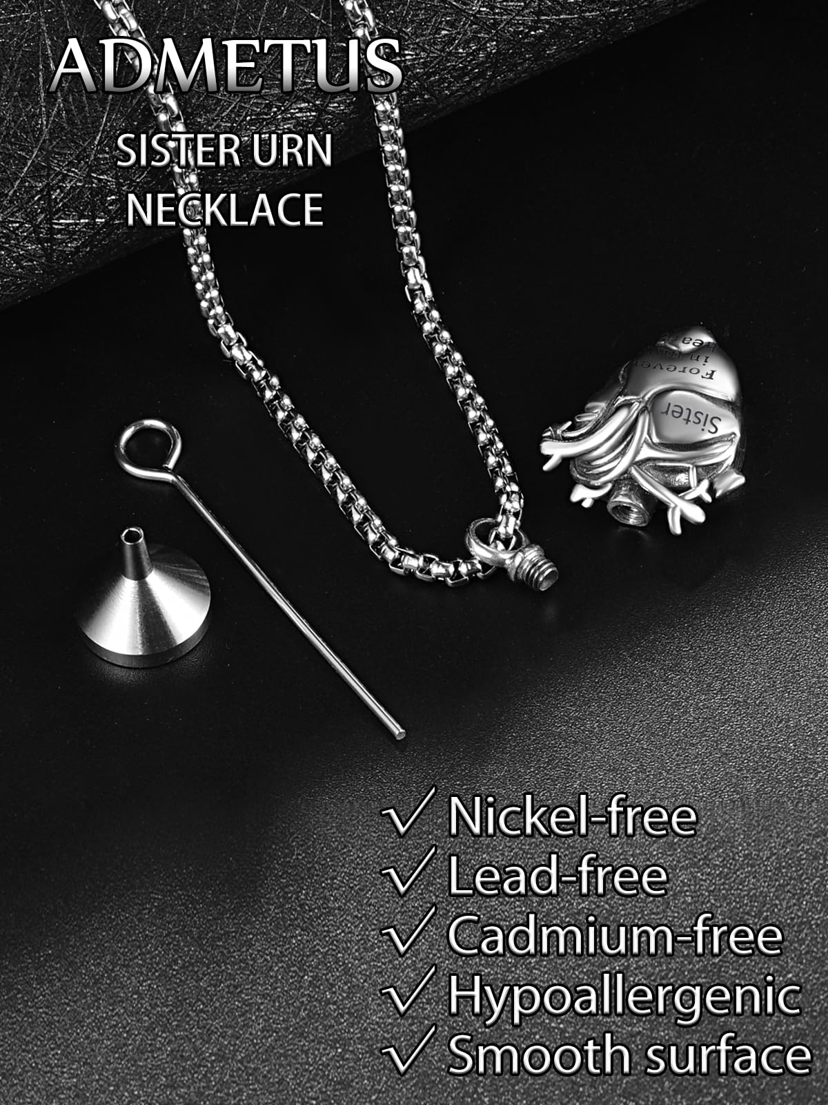Anatomical Heart Urn Necklaces for Ashes Sterling Silver Ash Pendants Cremation Jewelry Sister Keepsake Pendant Memorial Jewelry Gifts for Loss of Sister