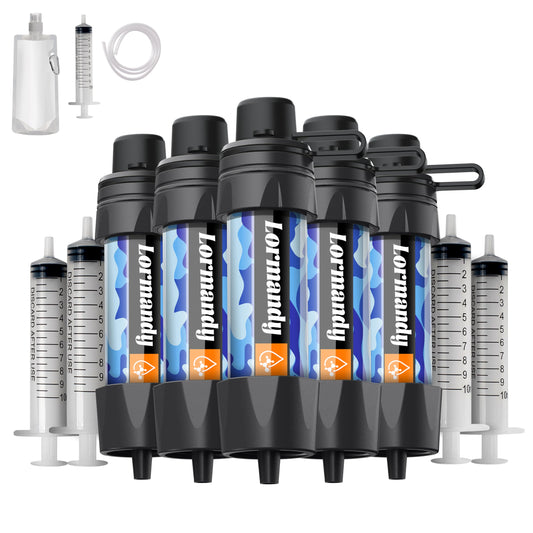 Straw Water Filter 5 Pack – Outdoor Camping & Hiking Survival Gear Kit for Family Use, Ultra-Light Personal Filter Straws for Backpacking, Travel, Bug-Out Bags and Emergency Preparedness