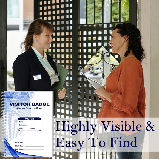 3 Pack of 900 Blue Business Visitor Badge with Carbon Copy Visitor Pass Stickers Log Book with Carbonless Visitor Name Tags Identification Register Book Guest Labels for School Office Church