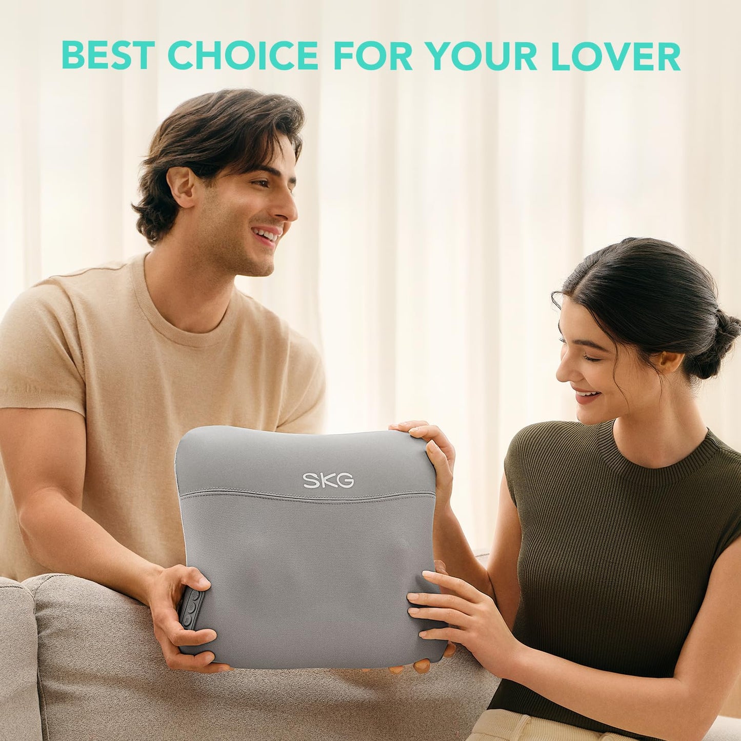 SKG Back Massager for Pain Relief Deep Tissue Cordless Back and Neck Massager Pillow with Dual Sided Heat VS500 Gifts for Men Women(Need to Restart After 15 min)