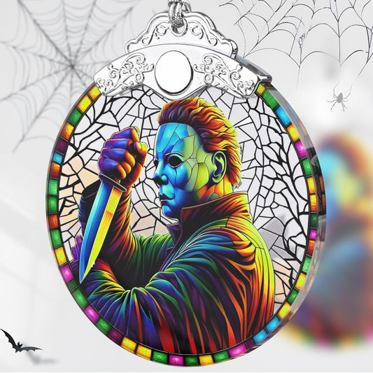 Halloween Horror Movie-Themed Stained Glass Orament - Christmas Ornament - Christmas Decorations for Tree - Holiday Present ldeas - Gift Exchange