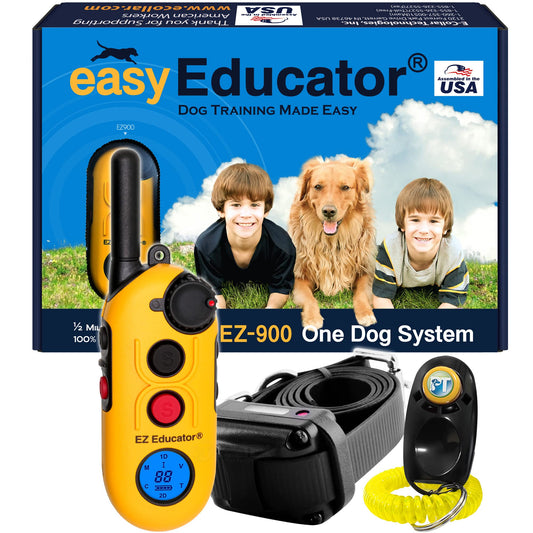 Educator EZ-900 E Collar for Dog Training with Remote - 1/2 Mile Range, Waterproof, 256 Blunt Stimulation Levels, Tone or Vibration Mode, Night Tracking Light for Small, Medium & Large Dogs