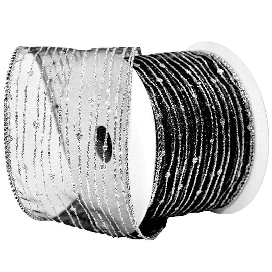 Morex Ribbon Twinkling Ribbon, 1.5" x 10 Yd, Black/Silver