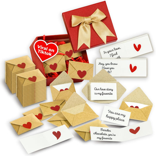 STOFINITY 60 Mini Love Notes With Envelopes - Personalized Valentines Day Gifts For Him, Her, Girlfriend - DIY Valentines Gift For Husband, Wife, Men, Women - Boyfriend Gifts for Birthday, Anniversary