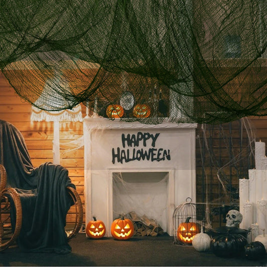 Halloween Green Creepy Cloth 79 X 197 Inch Green Spooky Scary Gauze Spooky Fabric Cloth for Haunted House Halloween Party Doorways Outdoors Decoration