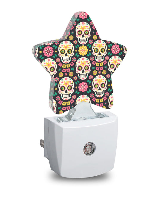 Star Night Light with Dusk to Dawn Sensor, Funny Skull Plug in Night Light for Kids Bedroom Nursery, Soft Warm Glow Lamp for Hallway Bathroom Energy Saving