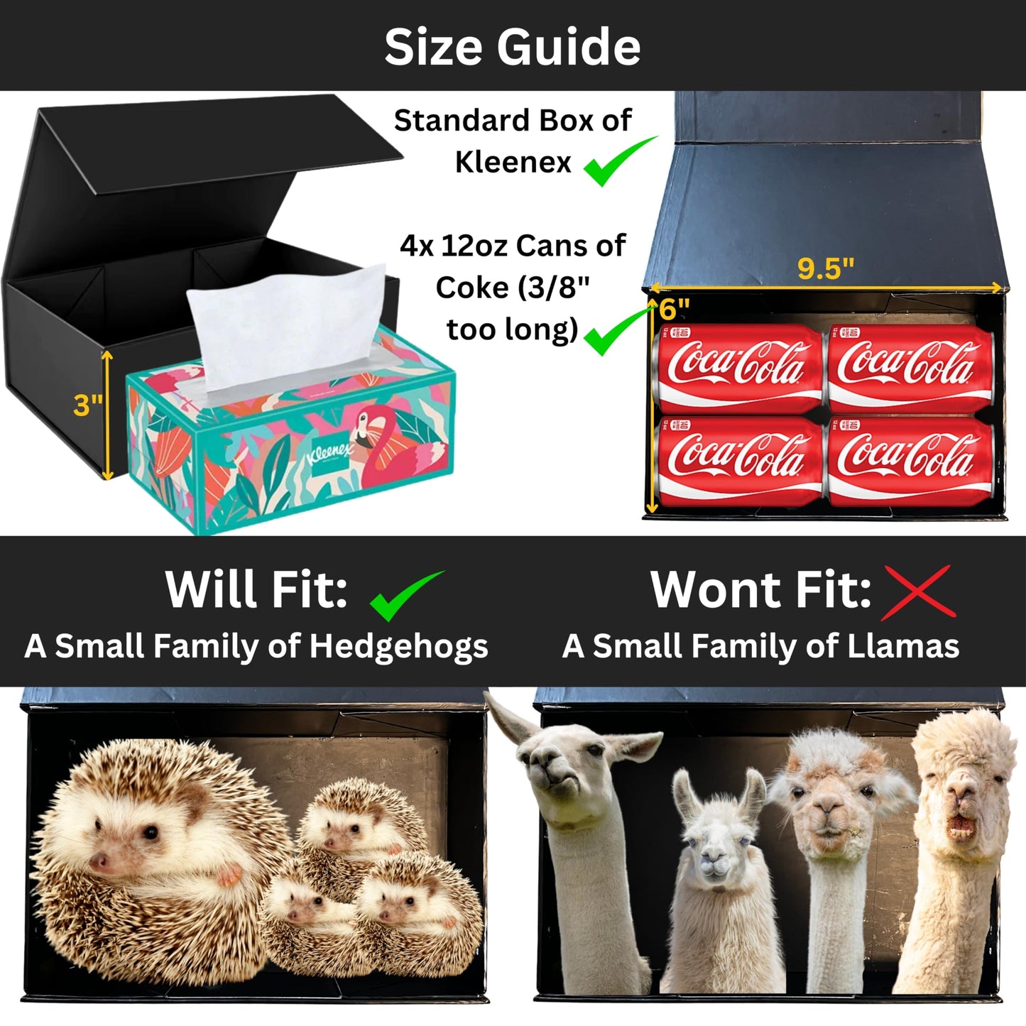 Fancy, Small Black Gift Box. 2x Sturdy, Empty Boxes with Magnetic Lids for Presents 9.5 x 6 x 3". Christmas, Mother's Day, Birthday, Proposal, Father's Day, Dad, Women, Mom, Baby Shower, Wedding Gifts