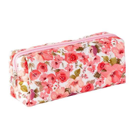 Pencil Case Office College School Storage Bag Pouch Holder Box Organizer Makeup Pouch Cosmetic Bag Aesthetic Cute Pen Case for Girls Boys Kids (Red flower)