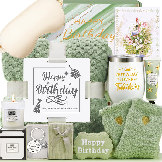 Birthday Gifts for Women, Happy Birthday Gifts for Mom Sister Her Best Friend Girlfriend Wife Bday Gift Ideas, Unique Relaxing Spa Birthday Gift Baskets for Women Care Package w/Blanket