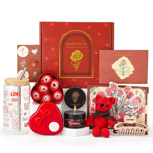CCAENI Gift Set for Women Gift Basket for Her,Gifts Box for Girlfriend Wife Birthday Gifts for Women Heart-shaped Love Gift Wedding Engagement Anniversary Romantic Gifts