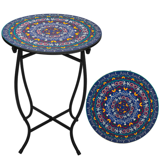 Weogot Outdoor Metal Side Tables, Round Patio Side Table, Weather Resistant Metal End Table Side Table for Patio Yard Porch Balcony Garden Bedside, Plant Stand for Indoor, Easy Assemble