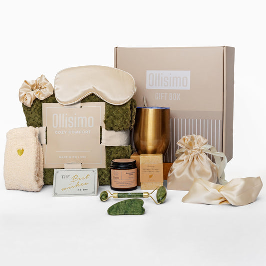 Ollisimo Luxury Spa Gift Basket for Women Self Care Kit, Hug in a Box, Get Well Soon Package, Thinking of You Gift, Birthday Box, Relaxing Set, Sympathy Present for Her, Mom, Wife, Sister, Friend