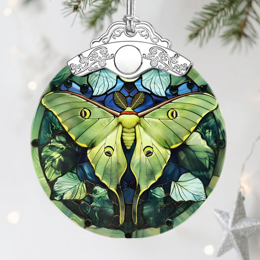 Luna Moth Ornament, Stained Glass Christmas Decorations, Christmas Ornaments for Tree, Holiday Ornament, Gifts for Moth Lovers, Holiday Party Gifts, Gift Ideas & Xmas Gift
