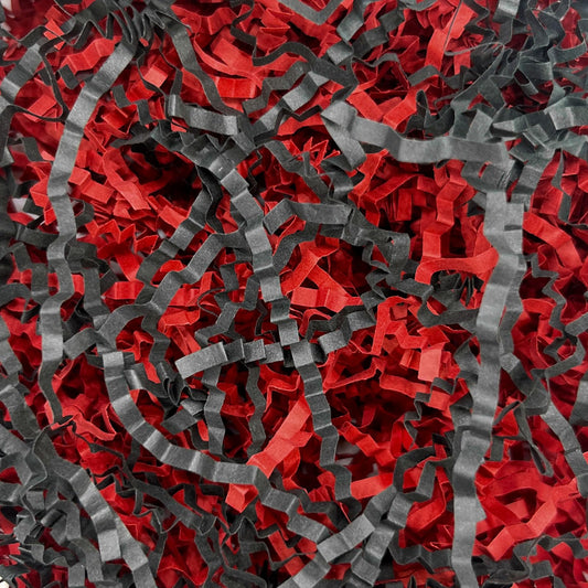 Tisspoms 1LB Black Red Crinkle Cut Paper Shred Filler, Paper Shreds for Basket Fillers, Birthday, Halloween, Gift Wrapping, Christmas, Fiesta Stranger Theme Party Gift Decor Party Filler