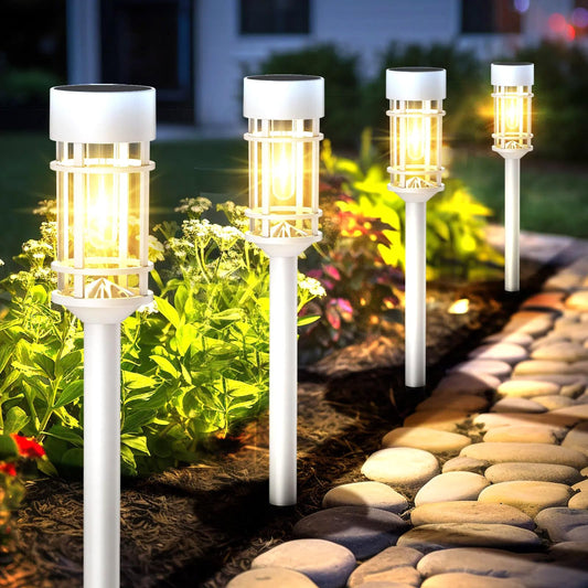 Mancra Solar Pathway Lights Outdoor Waterproof, 8 Pack LED Solar Garden Lights for Outside Decorations, Dusk to Dawn Solar Walkway Lights Landscape Lighting