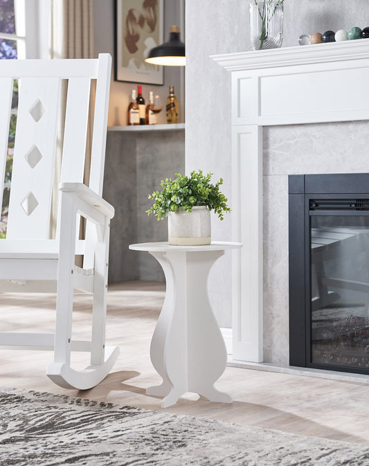 Kings Brand Furniture - Carver Side End Table Plant Stand for Living Room, Bedroom, White