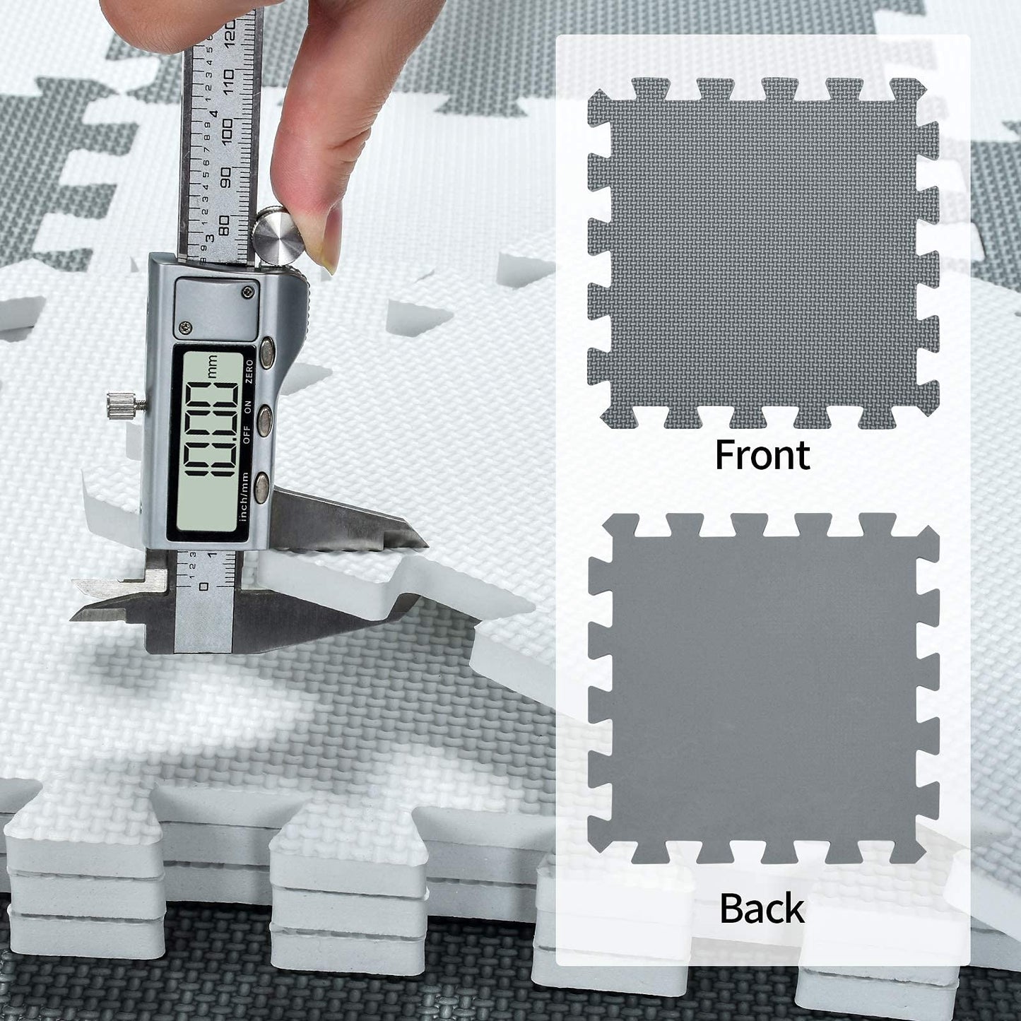 qqpp EVA Rubber 18 Tiles Interlocking Puzzle Foam Floor Mats - Baby Play Mat for Playing | Exercise Mat for Home Workout. Gray. QC-Lb18N