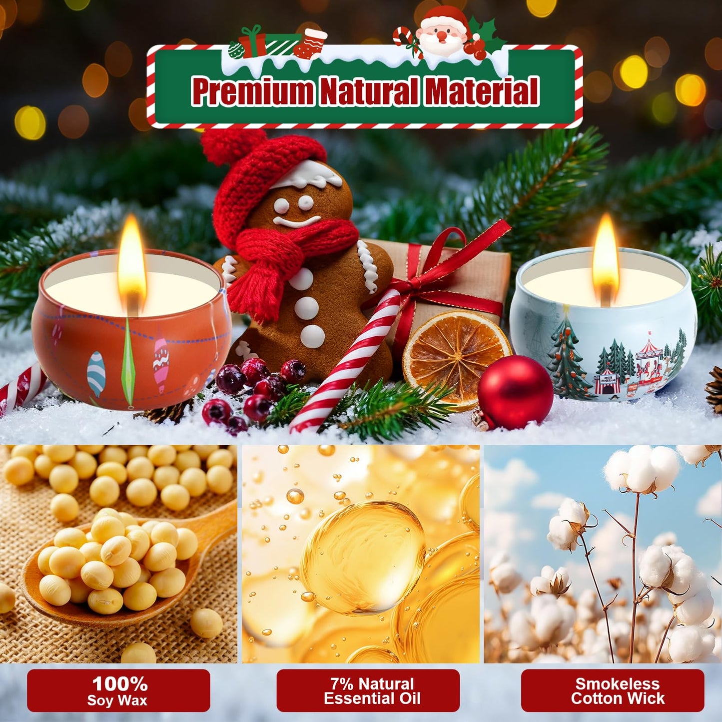 12 Pack Christmas Scented Candles with Natural Soy Wax, Long Lasting Aromatherapy Soy Candles for Home Scented, Christmas Candles Gift Set for Women & Friends
