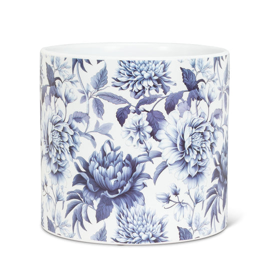 Abbott Collection Large Chintz Print Planter - Ceramic, Dark Blue (6.5" D)
