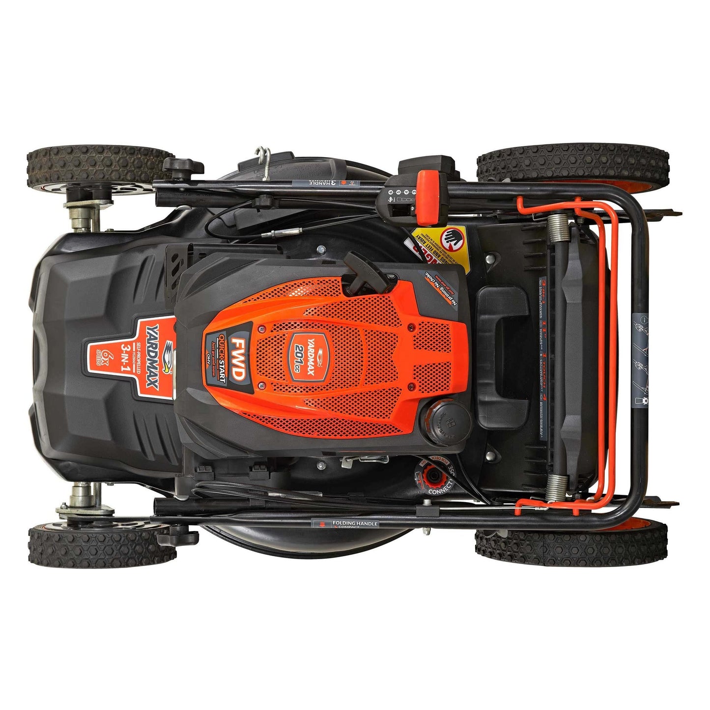 YARDMAX 22 in. 201cc Select PACE 6 Speed CVT High Wheel FWD 3-in-1 Gas Walk Behind Self Propelled Lawn Mower, Black (YG2860)