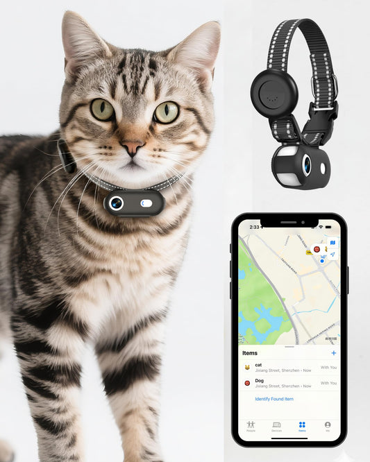 ZoomaraKam Cat & Dog Camera Collar with Phone APP, 1080P HD Video Recording Pet Camera Collar – Lightweight Pet POV Cam for Curious Cats & Adventurous Pups (XS-with Tracker)