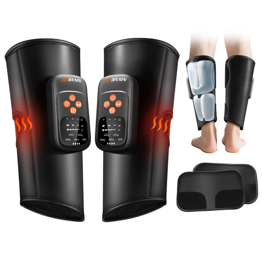 JZBRAIN Air Compression Leg Massager with Heat : Sequential Calf Massager with 5 Modes, 5 Intensity & 3 Heat for Circulation and Pain Relief - Rechargeable Calf Compression Device for Fast Recovery