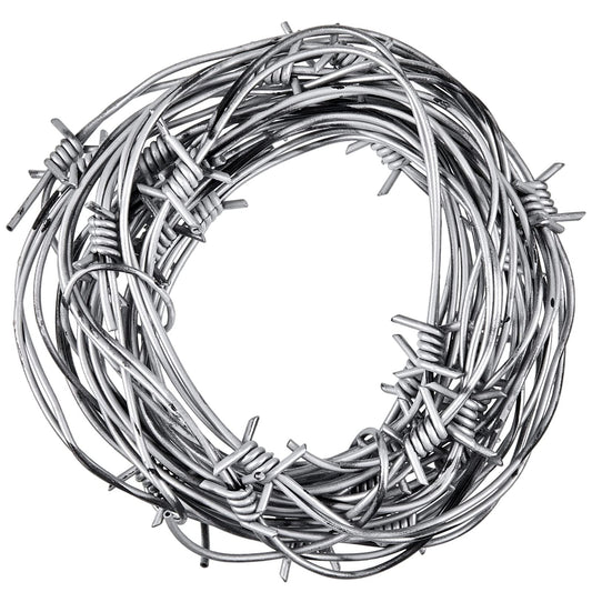 Taiyin 4 Pcs 32.8 Foot Fake Barbed Wire Rusted Western Props Decor Plastic Faux Wire Wreath Ornaments for Cowboy Cowgirl Party (Silver)