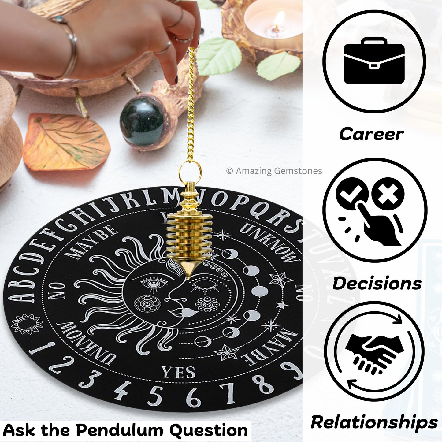 Amazing Gemstone Healing Metal Pendulums for Divination, Gold Vertical Hard Coil Steel Copper Pendulum High Energy Pendulo de Bronce Pendulos de Mesa MP55