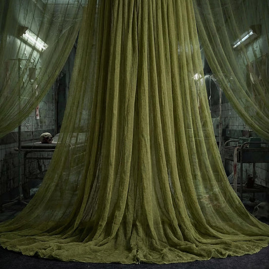 Watayo 400 x 85 Inches Halloween Dark Green Creepy Cloth, Oversize Halloween Cheese Cloth, Scary Spooky Fabric Gauze for Outdoor Haunted House Yard Doorway Decor