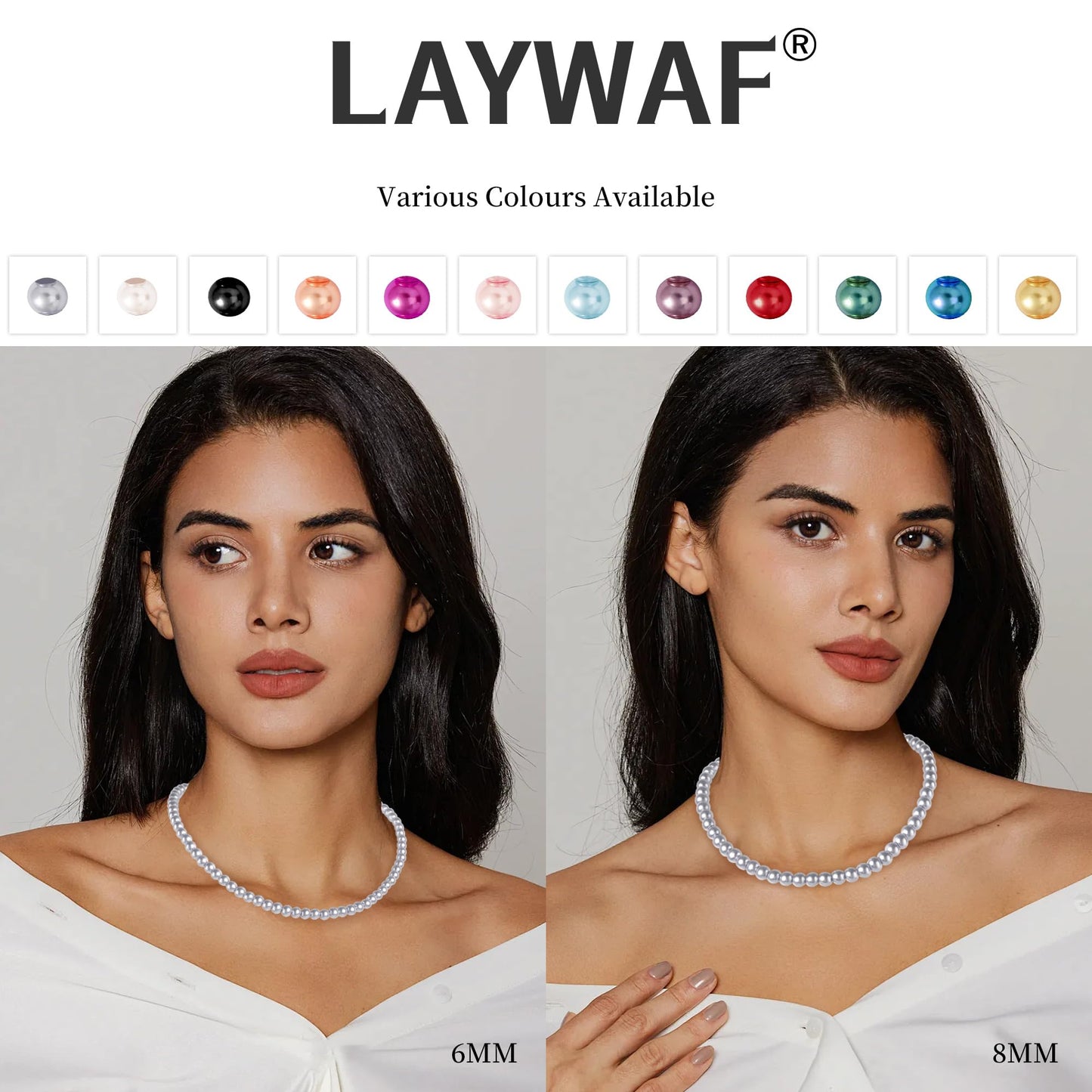LAYWAF Navajo Beaded Necklace, Faux Pearl Choker, Women's Costume Jewelry, Grey