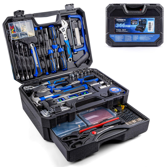 URASISTO 366 Piece Home Repair Tool Kit, Auto Repair Tool Set, General Home Toolbox Storage Case with Drawer, General Household Tool Kit