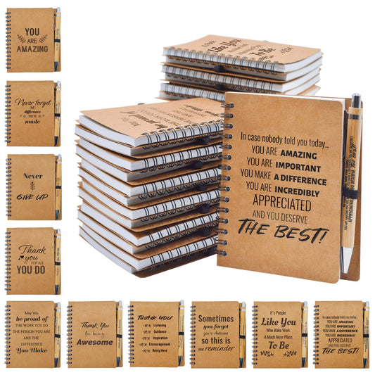60 Pcs Employee Appreciation Gifts Bulk -30 Sets of Inspirational Notebooks with Motivational Pens, Small Notepads for Coworkers, Office Staff, Team, Volunteer, Group, Teachers, Thank You Gifts