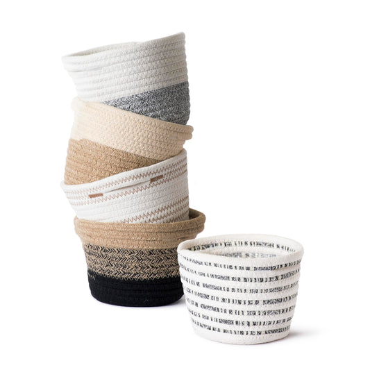 SuperMoss (54019 SoftWeave Planters – Indoor Plant Baskets Set of 5, Fits 6 Inch Nursery Pots, Lined Woven Fabric Planter for Indoor Plants, Boho Home Décor, 6.25” x 5.5”, Assorted