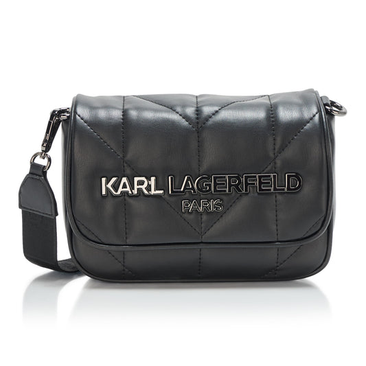 KARL LAGERFELD Women's Voyage Messenger Bag, Black/Gunmetal, One Size