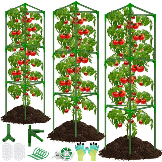 Tetutor Tomato Cages for Garden, 3 Pack Tomato Cage Trellis, Garden Cage Heavy Duty Tomato Stake Support, Garden Stakes Plant Cage for Pots Plants Vegetables