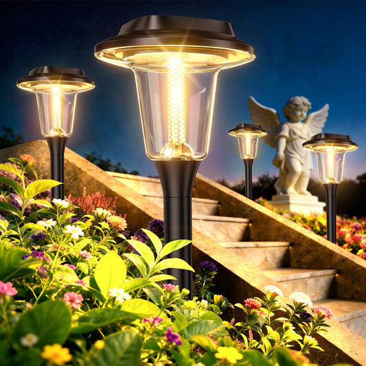 2026 New Solar Pathway Lights Outdoor 8 Pack Solar Lights Outdoor Waterproof IP65 Upgraded Bright LED Auto On/Off Modern Garden Lights Solar Powered Light for Yard Lawn Walkway Driveway Patio Decor