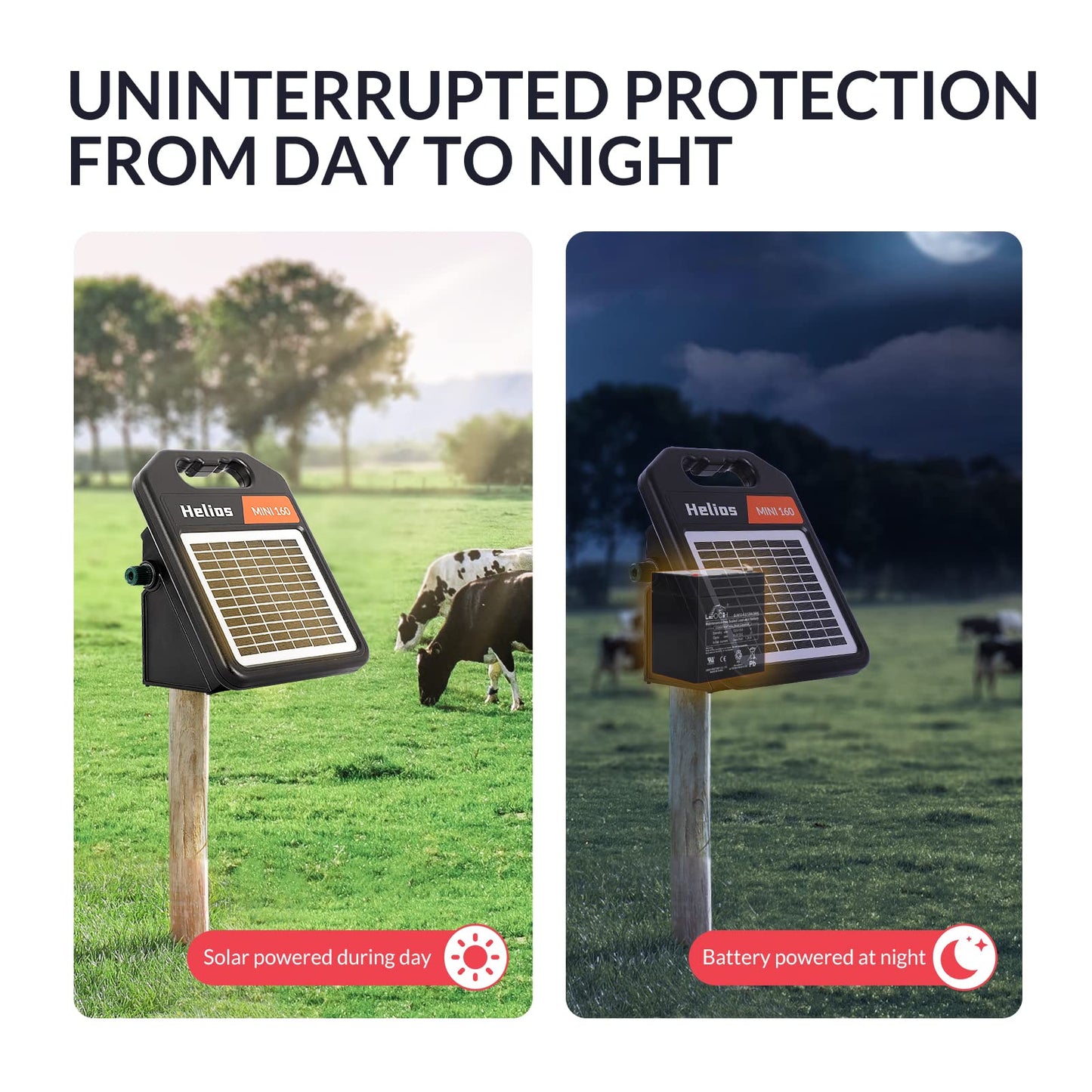Solar Electric Fence Set: MINI160 + MINI250 Solar Electric Fence Charger, 0.11Joule & 0.18Joule for Versatile Protection