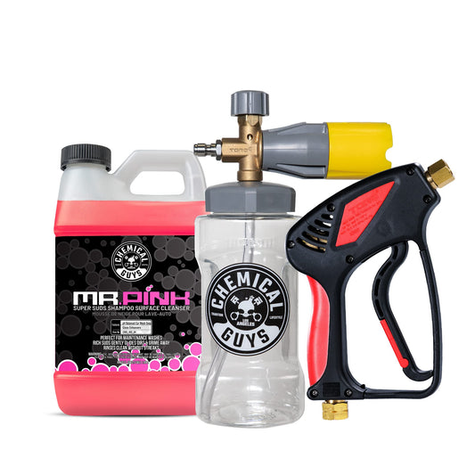 Chemical Guys CWS_402_64PMSK Big Mouth Pressure Washer Starter Kit - Mr. Pink Foaming Car Wash Soap, 64 fl oz (.5 Gallon) + Big Mouth Foam Cannon & Snubby Spray Foam Gun, For Pressure Washer - 3 Items