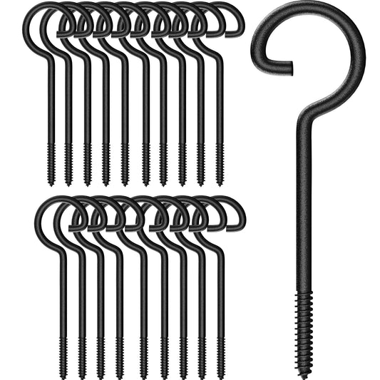 QTJUST Long Screw in Hooks for Hanging,20Pcs 6In Plant Hooks Outdoor Bird Feeder Hooks Metal Ceiling Hooks for Hanging Plants,String Lights,Christmas Lights Hanger Hooks