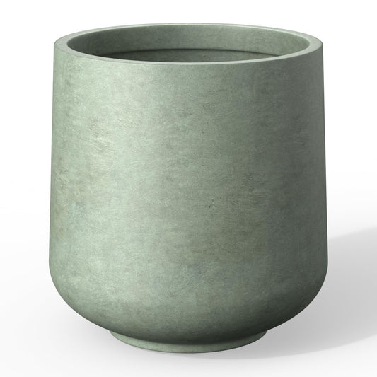 Kante 15.3" Dia Round Concrete Planter, Outdoor Indoor Large Plant Pots Containers with Drainage Hole and Rubber Plug for Home Garden Patio, Mint Green