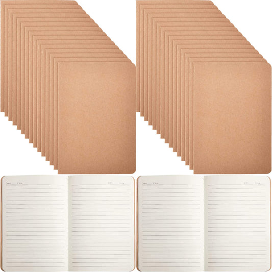 Epakh 48 Pcs A5 Back to School Kraft Paper Notebooks Bulk Blank Lined Optional Sketchbook Travel Journal for Office Students School Classroom Writing Work Drawing Writing (Lined)