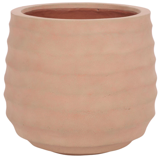 SAFAVIEH Outdoor Patio Furniture Collection - Marta Terracotta Ficonstone Planter Pot, Modern Round Plant Container, Fully Assembled (PAT1542D)