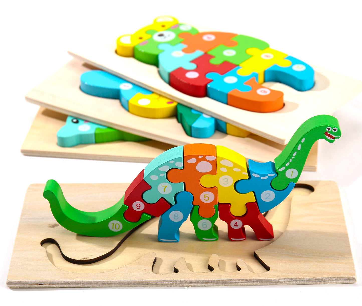 Montessori Mama Wooden Toddler Puzzles for Kids Ages 2-4, Montessori Toys for 3 Year Old, Animal Toddlers Toys Ages, 4-Pack Learning Toddler Puzzle