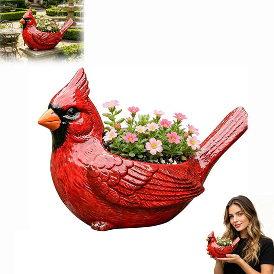 expgaze Cardinal Bird Succulent Planter, Red Cardinal Flower Pot Resin Decorative Bird Planter for Indoor Outdoor Plants, Cute Animal Plant Pot Garden Windowsill Desk Decor Unique Gift (A-1pc)