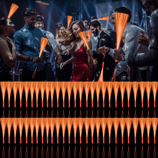 YOFOBU 60 PCS Orange Fiber Optic Wands Glow Fiber Wands Bulk LED Light Up Wands with 3 Flashing Modes LED Flashing Wands for Halloween ThanksGiving Day Christmas Bridal Shower Birthday Autumn