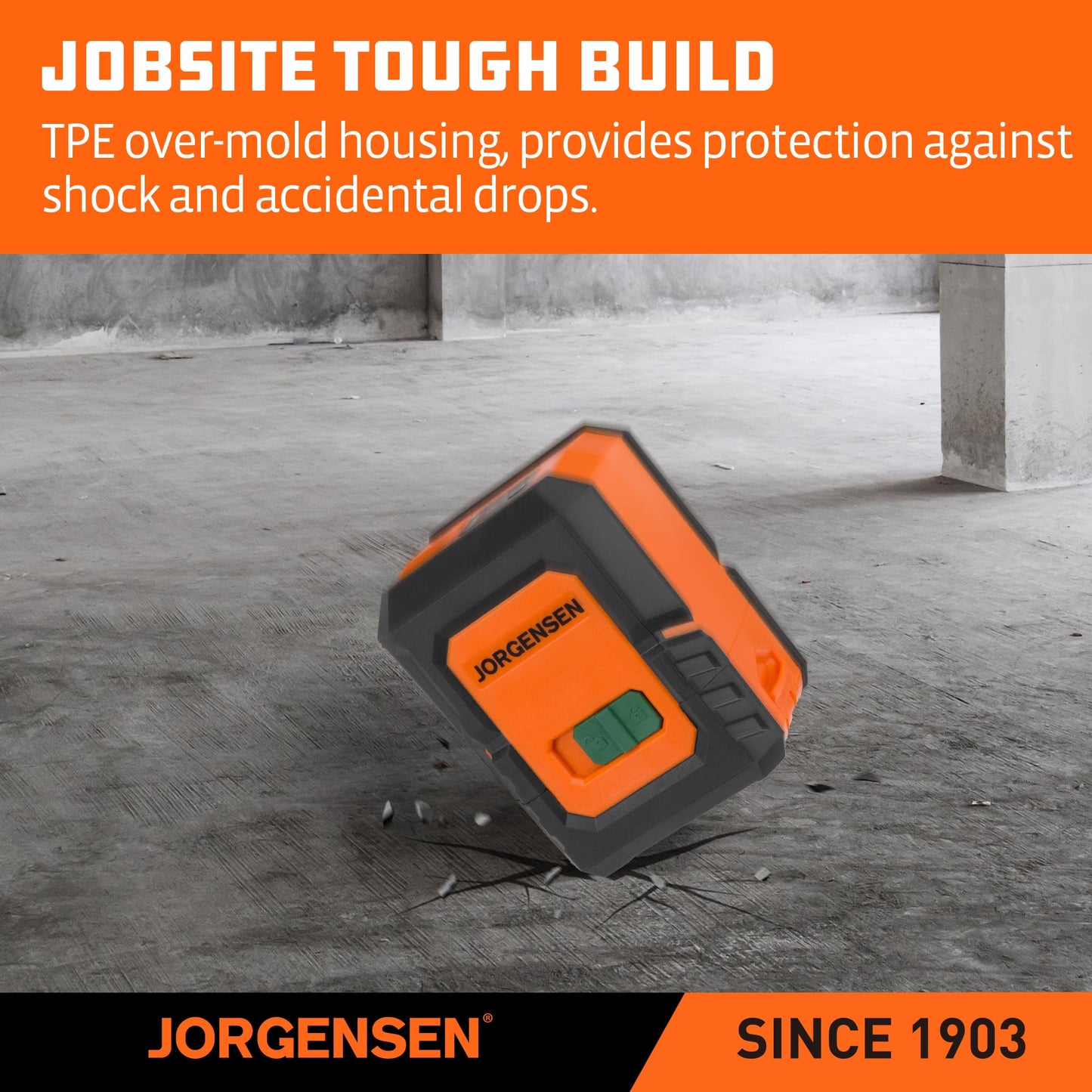 JORGENSEN Laser Level with Tripod, 100 FT Dual Modules Self Leveling Cross Line Laser Leveler Tool with 360° Magnetic Base, Green Laser Level for Picture Hanging, Tile, Home Renovation, Indoor Project