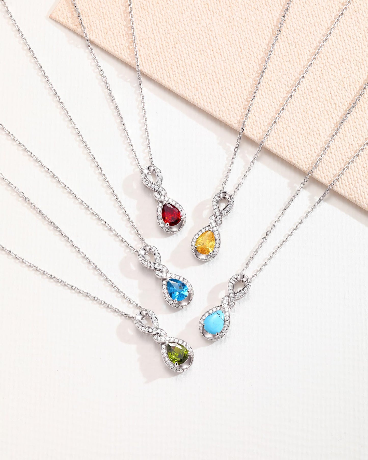 FANCIME Ruby Necklace July Birthstone Sterling Silver Dainty Infinity Knot Pendant Necklace Red Gemstone Fine Jewelry Anniversary Birthday Graduation Mothers Day Gifts for Women Mom