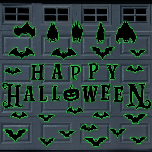 Lonfliness 45Pcs Halloween Garage Magnets Door Decorations Happy Halloween Reflective Black Bat Magnetic Refrigerator Stickers Holiday Magnet Large Decals for Halloweens Outdoor Funny Car Party Decor