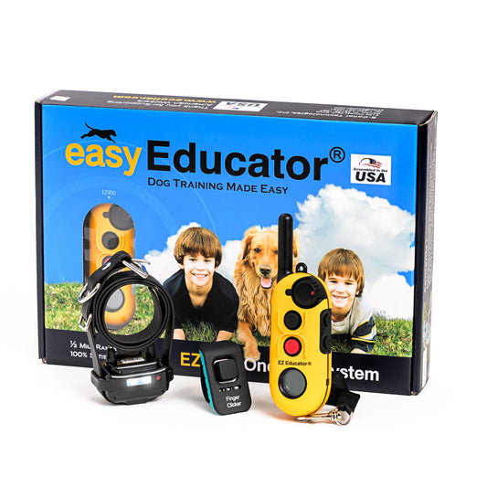 Educator EZ-900 1/2 Mile Dog Training Collar with Ergonomic Remote–Humane Vibration Stimulation & Pavlovian Tone–Waterproof, Rechargeable, Biothane Collar, Night Light–Small & Medium Dogs–Yellow